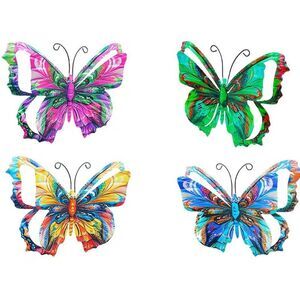 Set of 4 3D Metal Butterfly Wall Art Decorations Garden or Wall Decor 6.7"x4.5"